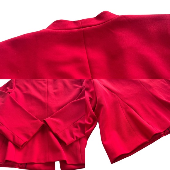 Calvin Klein Women's 24W Plus Bright Red Gold Button Front Blazer Preppy Holiday - Picture 13 of 16